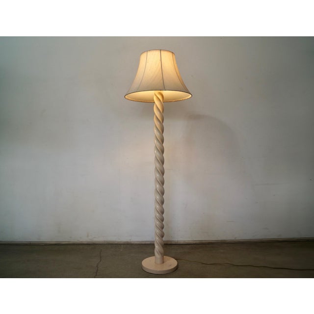 1970’s Hollywood Regency Barley Twist Metal Floor Lamp For Sale - Image 11 of 12