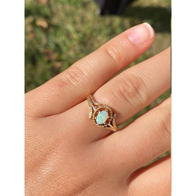 The Casnovia: Ladies Vintage 14K Gold Cocktail Ring set with Opal For Sale - Image 9 of 10