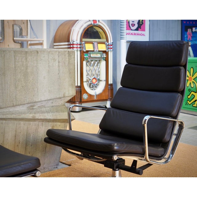 Set of Soft Pad Lounge Chair and Ottoman by Charles and Ray Eames, 2009 For Sale - Image 11 of 14