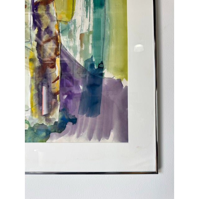 1982 Vintage Mixed Media Expressionist Abstract Watercolor & Oil Pastel Painting by Yamill For Sale In Miami - Image 6 of 12