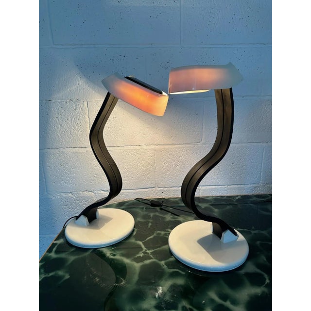 Snoky Table Lamps by Bruno Gecchelin for Guzzini, 1970s, Set of 2, in Very Good conditions. Designed 1970 to 1979 This...