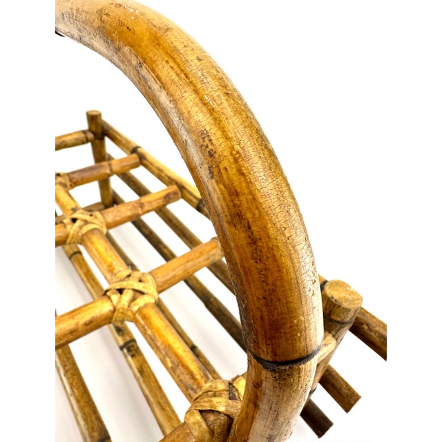 Mid Century Burnt Tortoise Bamboo Wine Rack For Sale - Image 4 of 9