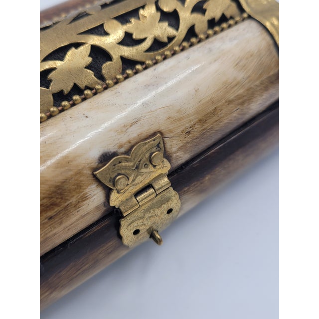 Vintage Indian Camel Bone & Brass "Ship of the Desert" Trinket Box For Sale - Image 12 of 12
