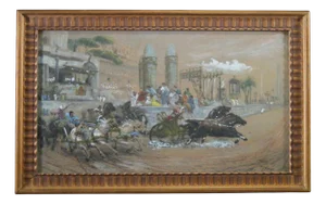 Ettore Forti, Chariot Race in the Circus Maximus, Mixed Media on Paper
