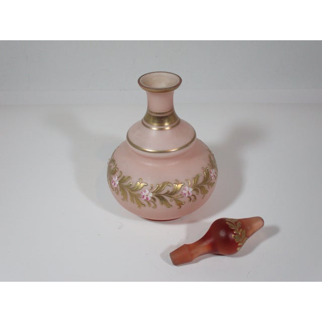 1950s Blush Pink Satin Glass Decanters - a Pair For Sale - Image 4 of 7