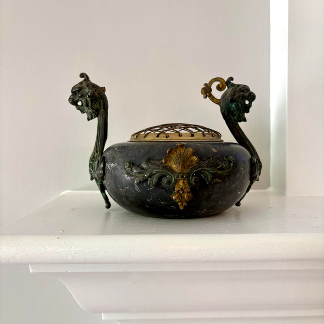 Early 20th Century Chinese Soapstone Dragon Censer With Pierced Brass Lid For Sale - Image 11 of 12