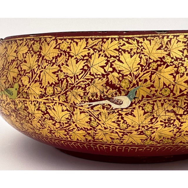 Mid 20th Century Kashmiri Paper Mache Bowl Lined in Brass For Sale In Madison - Image 6 of 9