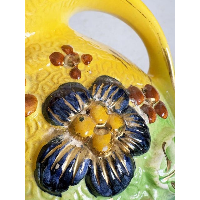 Yellow Pitcher with Floral Pattern, 1980s For Sale - Image 12 of 14