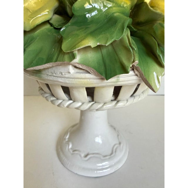 Vintage Italian Hand-Painted Yellow Tulip Majolica Bouquet Centerpiece For Sale - Image 9 of 12