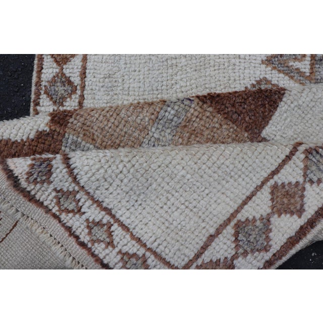 Vintage Turkish Tulu Runner With Ivory Field and Muted Brown Star Motifs For Sale - Image 12 of 13