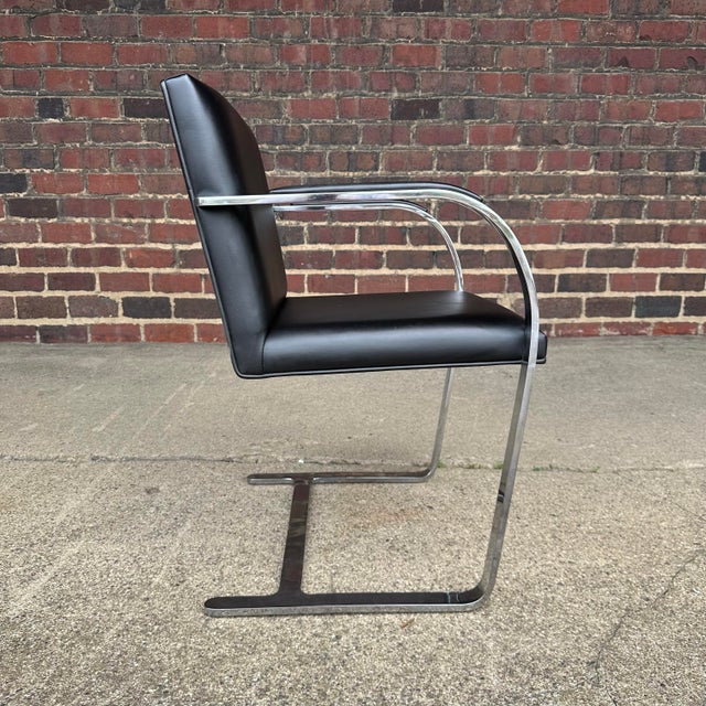 Animal Skin Set of 8 Gordon International Ludwig Mies Van Der Rohe Style Armchairs Black Leather For Sale - Image 7 of 12