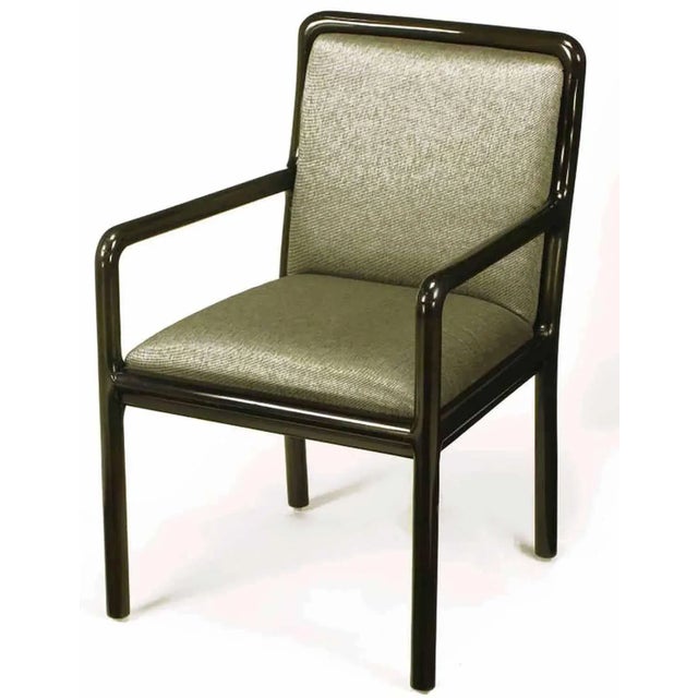 Mid-Century Modern Four Martin Brattrud Ebonized and Upholstered Armchairs For Sale - Image 3 of 10