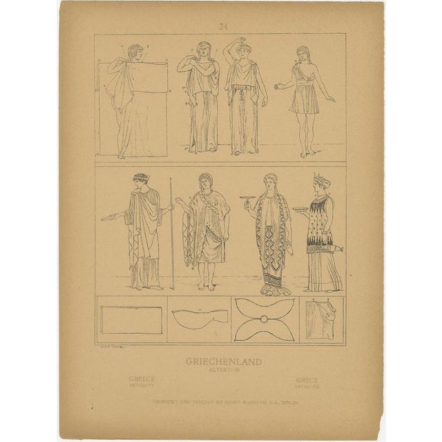 After Max Tilke, Greek Costume and Antiquity Illustrations, Prints, Set of 9 For Sale - Image 5 of 11
