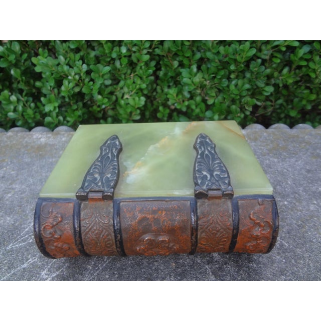 1920s Antique Austrian Alabaster and Gilt Metal Book Box For Sale - Image 10 of 10