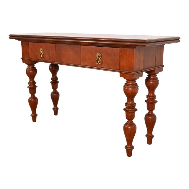 Baker Furniture Colonial West Indies Carved Mahogany Console Table For Sale