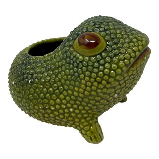 Vintage Italian Majolica Knobby Frog Planter For Sale