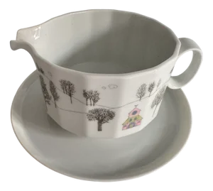 Rut Bryk Artist Service Form Polygon Winter Travel Gravy Boat by Tapio Wirkkala for Rosenthal, 1983, Set of 2