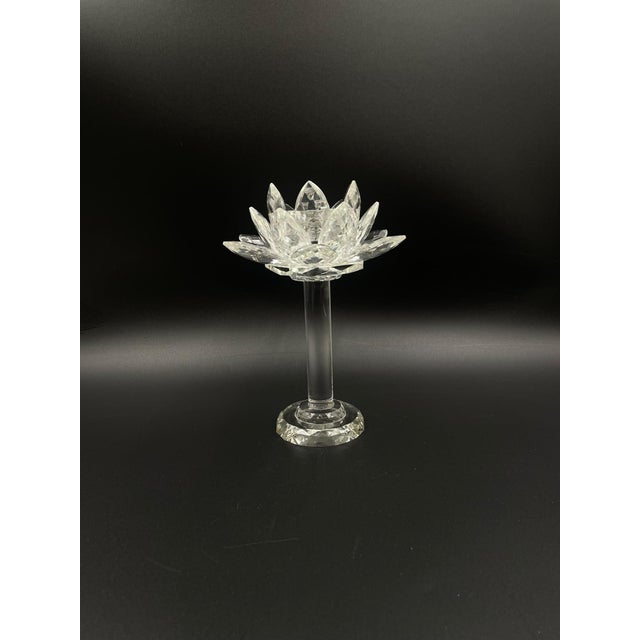 Crystal Lotus Flower Candlestick, 1976 For Sale - Image 9 of 9