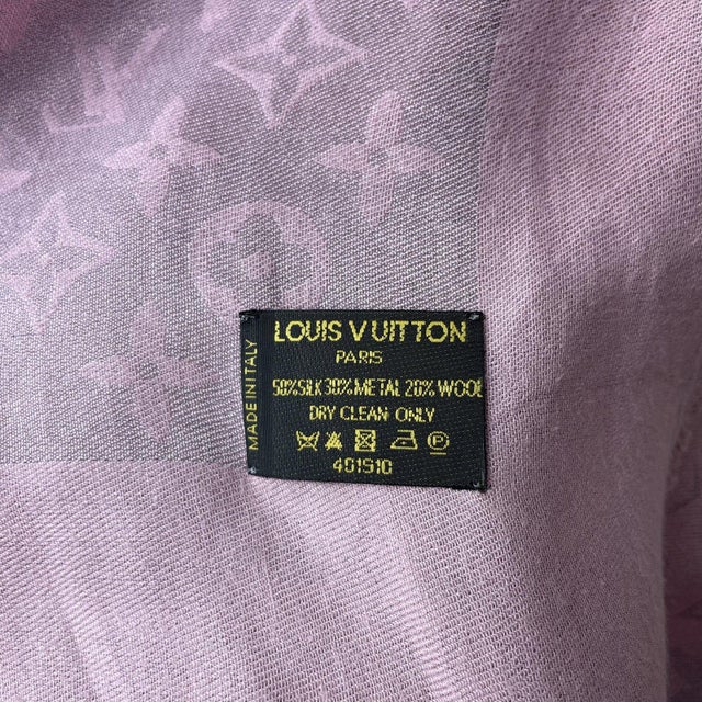 Louis Vuitton Pink Monogram Silk Wool Scarf For Sale - Image 9 of 9