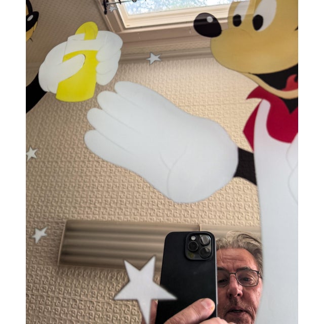 Custom Design Minnie Mouse and Mickey Mouse Carved Painted Ceiling or Window Panel For Sale - Image 14 of 14