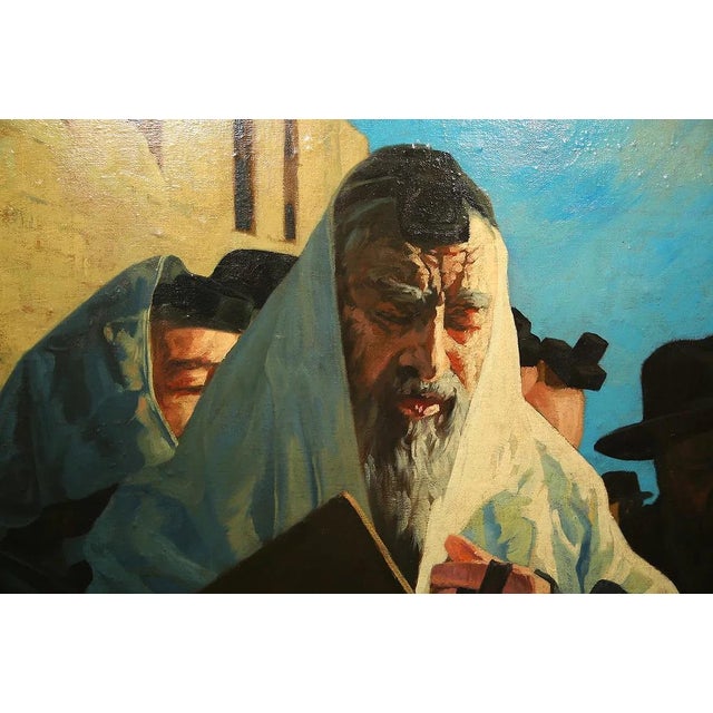 Black Mid 20th Century Jewish Men Gathered - Isidor Kaufmann For Sale - Image 8 of 8