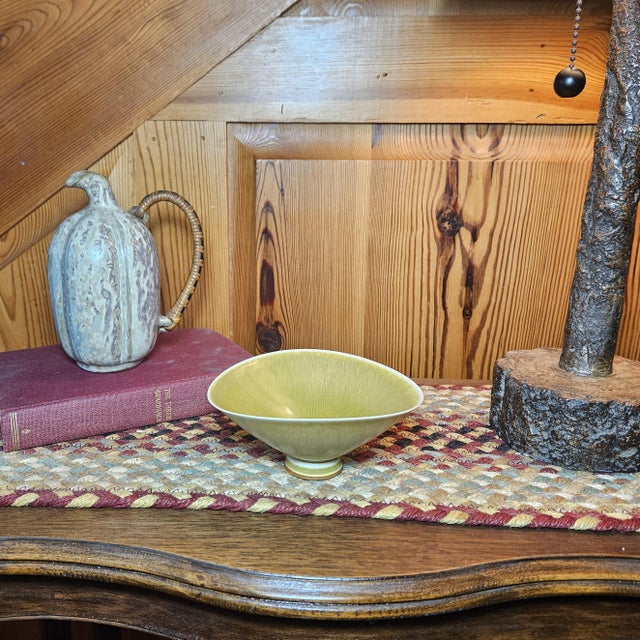 Mid-century modern stoneware bowl, by Berndt Freiburg for Gustavsburg. This piece showcases his signature hair-fur glaze...