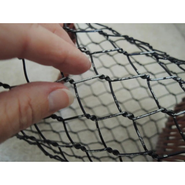 Wine Bottle Basket Caddy Holder - Wicker + Wire Liquor Bottle Carrier w/Handle Vintage 70s. This single wine bottle/liquor...