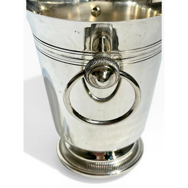 Vintage French Art Deco Silver Plate Ice Bucket With Ice Spoon For Sale - Image 9 of 14
