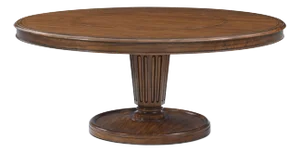 Round Walnut Pedestal Table With Built-in Lazy Susan