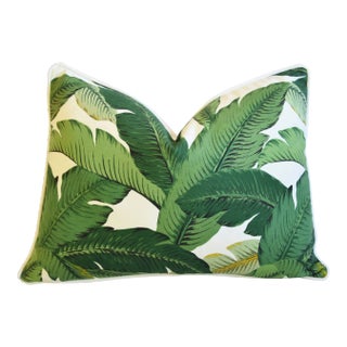 Iconic Green Swaying Banana Leaves Feather/Down Pillow 24" X 18" For Sale