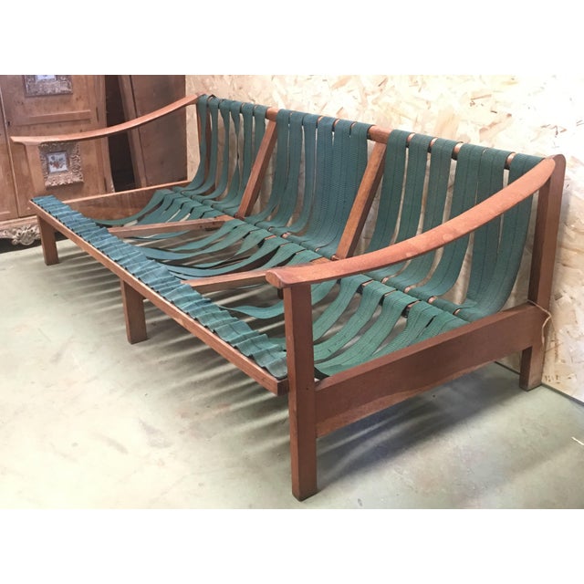 Wood 20th Century Vintage Danish Teak Armchairs With Straps and Cushions For Sale - Image 7 of 9