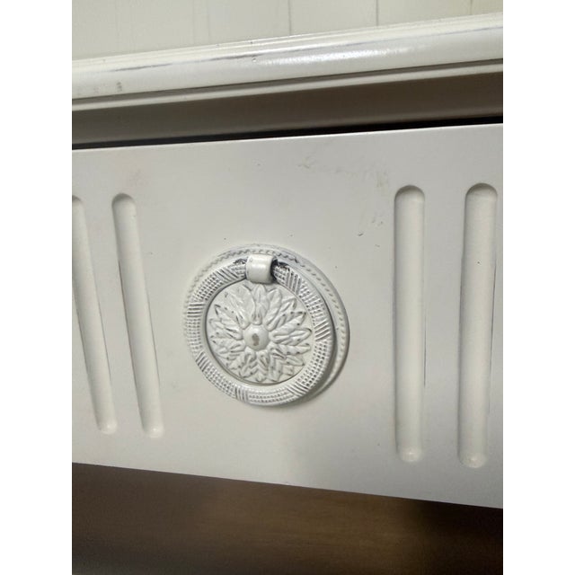 French Thomasville Painted Louis XVI Chest With Bookcase Hutch For Sale - Image 3 of 10