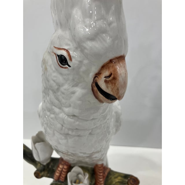 Pair of 1960s Italian Ceramic Cockatoos For Sale - Image 4 of 11