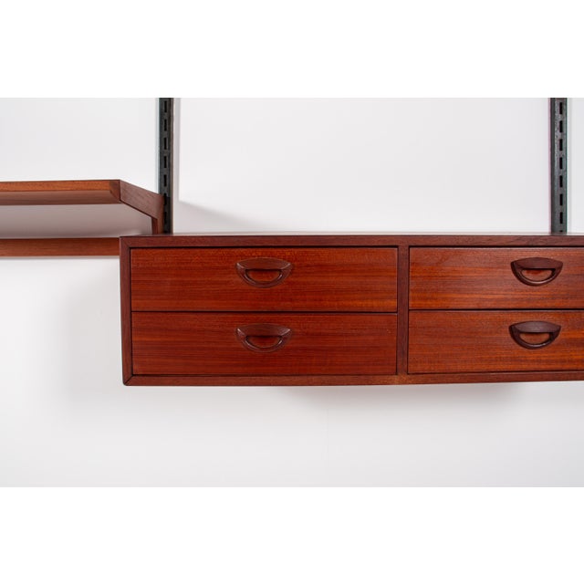 Black Danish Mid Century Modern Teak Wall Unit, Denmark, 1960s For Sale - Image 8 of 12