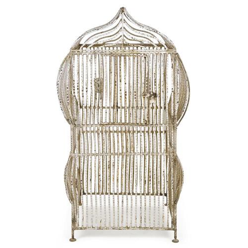 Metal Large Architectural Birdcage in White Patinated Iron For Sale - Image 7 of 7