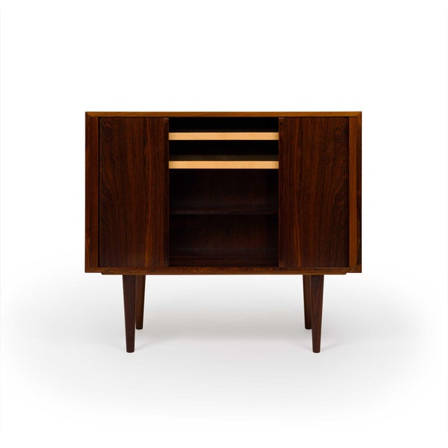 Mid-Century Modern Kai Kristensen Rosewood Tambour Door Cabinet Sideboard / Media Cabinet For Sale - Image 3 of 11