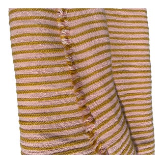 Single Curtain Panel of Pink and Chartreuse Stripes For Sale