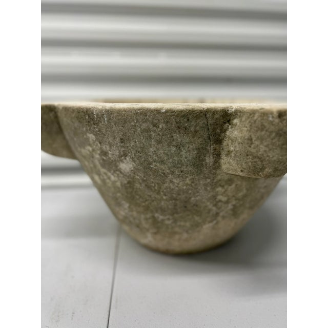 Large 18th Century, Italian or French White Marble Mortar Phenomenal Patina For Sale In Boston - Image 6 of 12