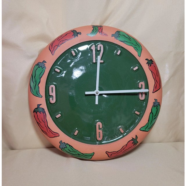 Vintage pair of Terra Cotta Redware outdoor Clock and thermometer. Made in 1990s, the company is no longer in business....