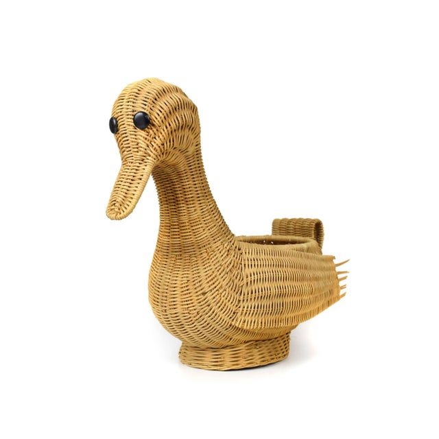 Mid 20th Century Hand Woven Duck Bird Basket For Sale - Image 10 of 10