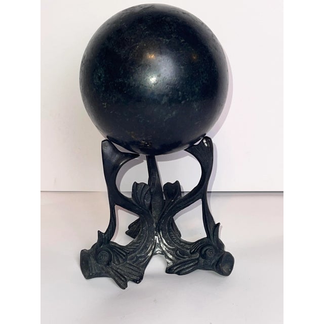 Black Bronze Metal Iron Globe Orb For Sale - Image 9 of 9
