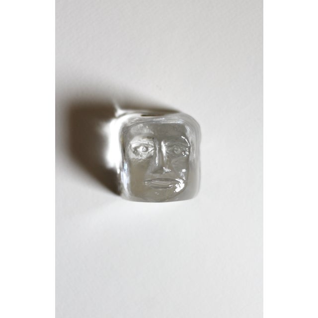 Erik Höglund Erik Hoglund for Kosta Boda Small Glass Face Sculpture For Sale - Image 4 of 8