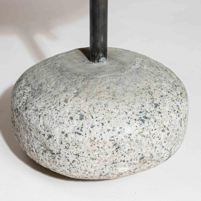 Modern 21st Century Poland Deep Charcoal Grey Round Stone-Base Side Table For Sale - Image 3 of 10
