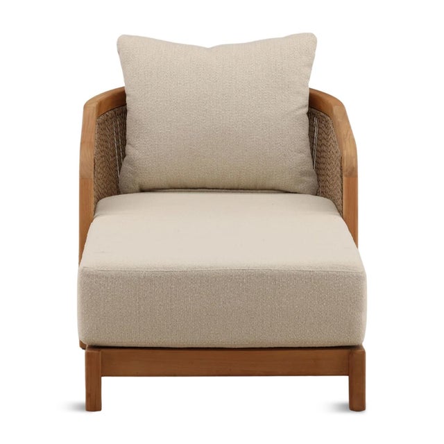 Rope Wrapped Teak Outdoor Chaise For Sale - Image 4 of 6