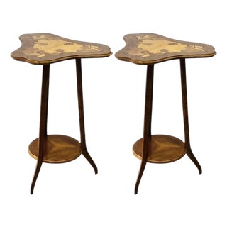 Louis Majorelle Art Nouveau Side Table / Boudoir Table Marquetry Pair Available For Sale