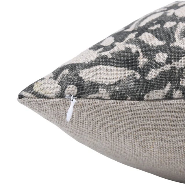 Industrial Fabdivine Hand-Block Printed Decorative Cushion Cover Thick Linen 12x20 Inch- Amar For Sale - Image 3 of 3