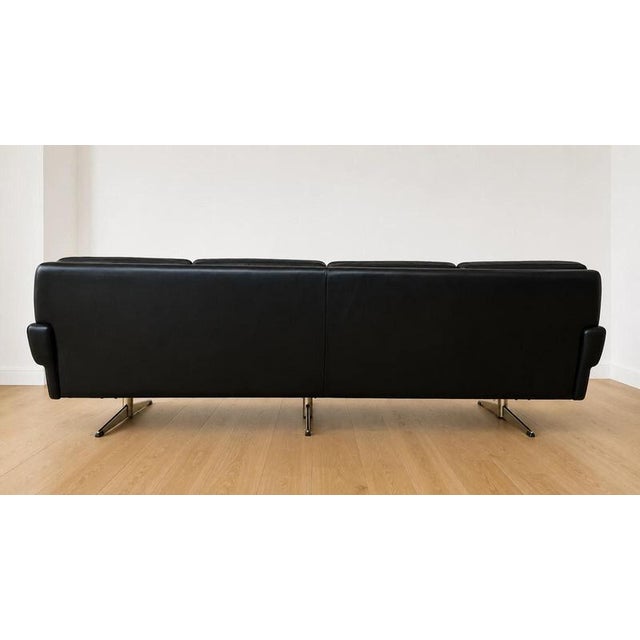 Vintage Danish Four-Seater Sofa in Black Leather and Chrome from Svend Skipper For Sale - Image 6 of 11