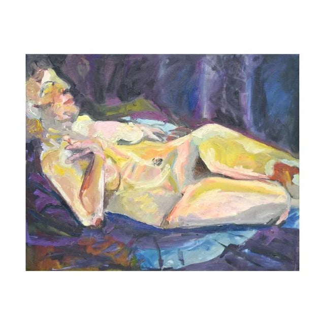 1970s Mid 20th Century Abstract Nude Oil Painting For Sale - Image 5 of 5