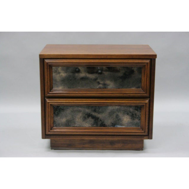 Smoked Mirror Nightstand End Table Hollywood Regency Vintage Mid