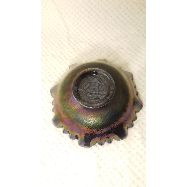 Mid-Century Modern Imperial Smokey Purple Windmill Carnival Glass Bowl For Sale - Image 3 of 5